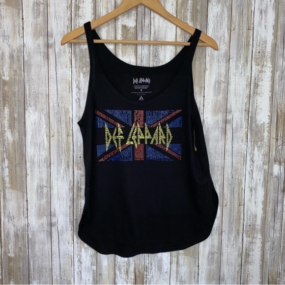 Def Leppard Worded Flag Black Tank - Picture 2 of 6